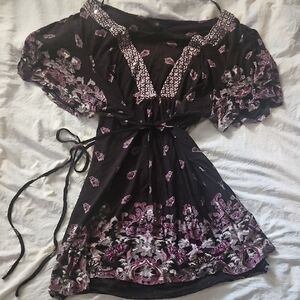Yours, Mini Dress, Shirt, Black, Pink, Grey, And White Size Medium